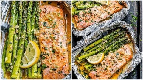 Foil Salmon and Asparagus in Garlic Sauce 480x270 2